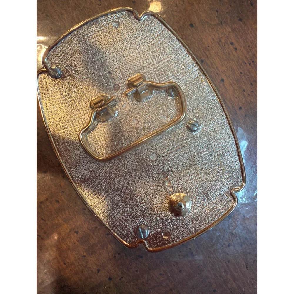 Gold Tone Double Silver Dollar Coin Holder Belt Buckle 39mm Stone Western